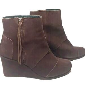TOMS High-Wedge Desert Suede Boot, Brown - 6M